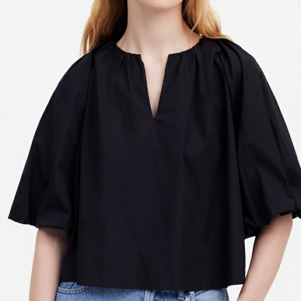 Madewell Bubble-Sleeve Top in Poplin Size 4 NWT